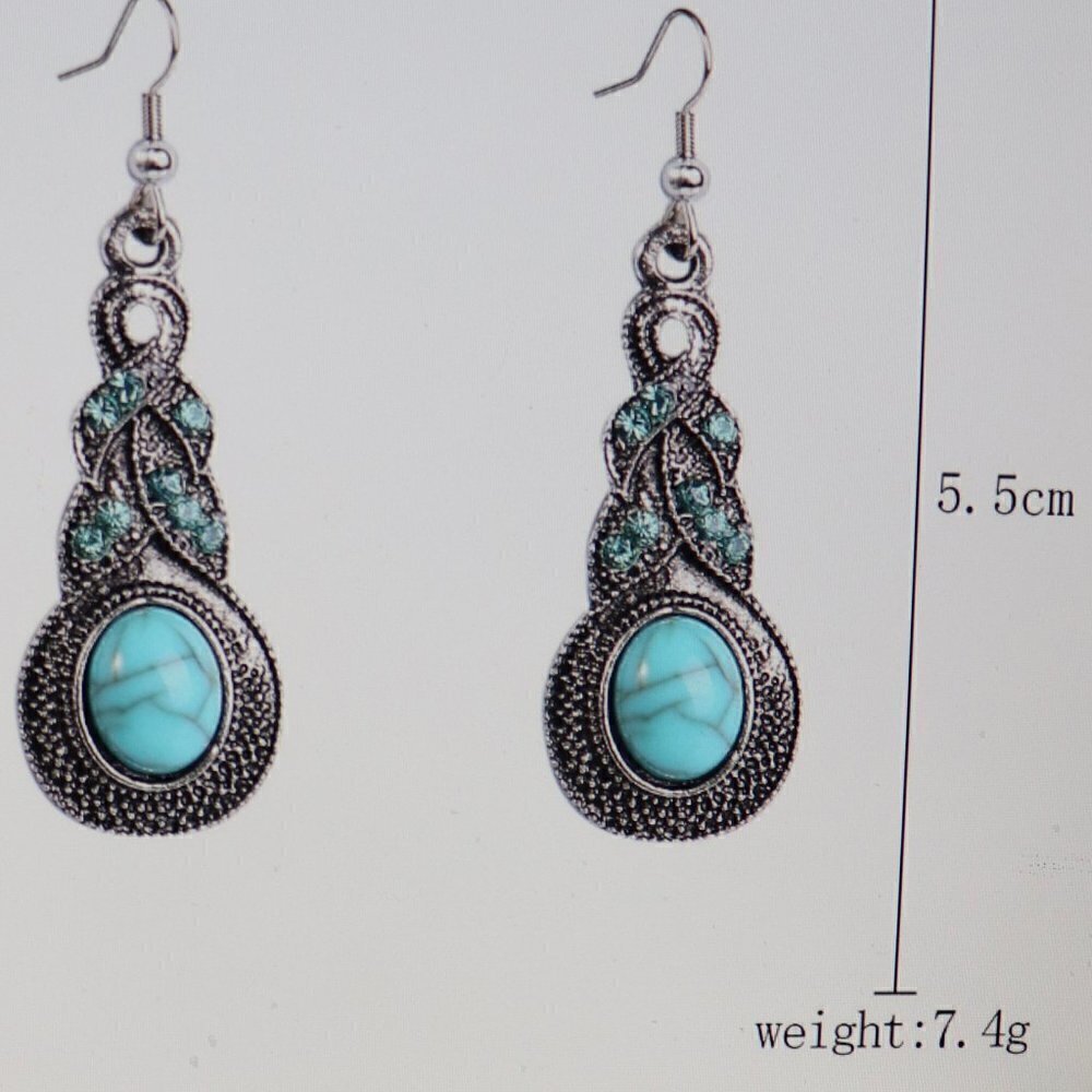 Lady Arya Blue & Silvertone drop earrings